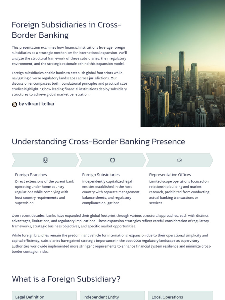 IV Foreign Subsidiaries in Cross Border Banking | PDF | Banks ...