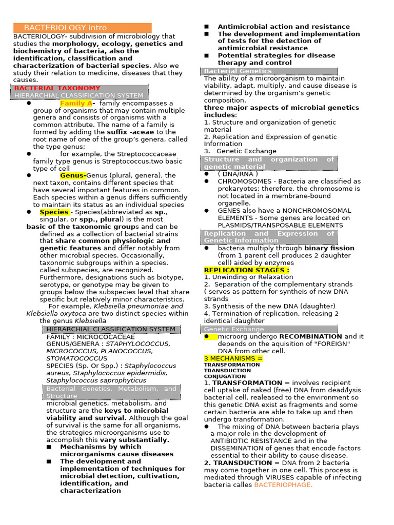 Overview of Bacteriology and Bacterial Genetics | PDF | Bacteria ...
