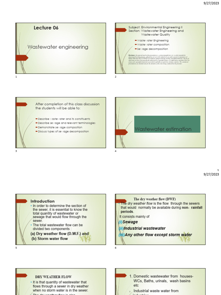 Lecture 05 Wastewater Treatment | PDF | Sewage Treatment | Water ...