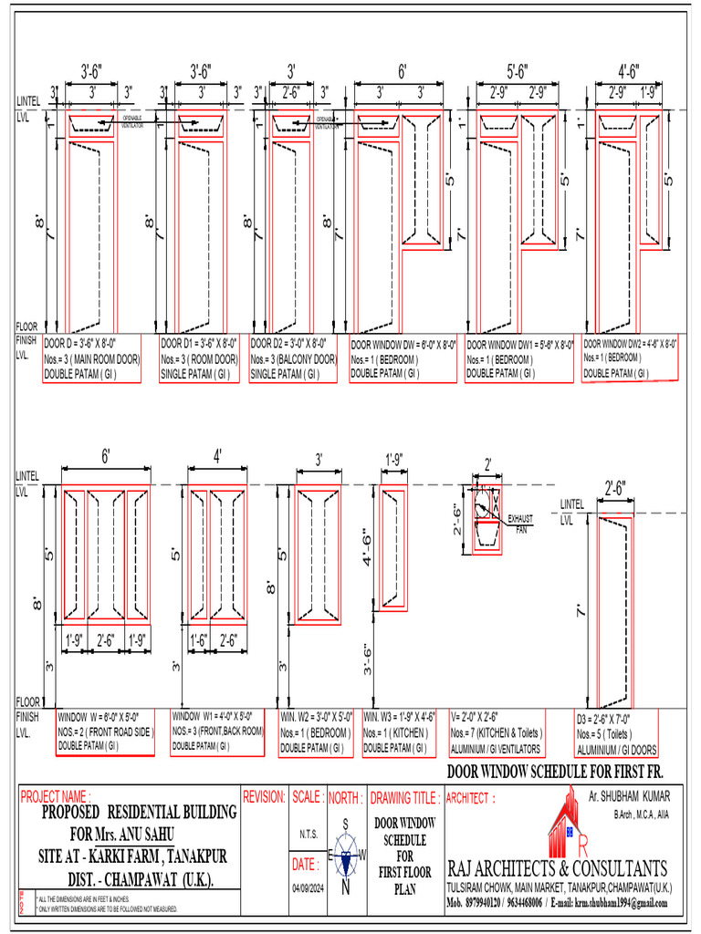 Door Window Schedule for Anu Sahu | PDF
