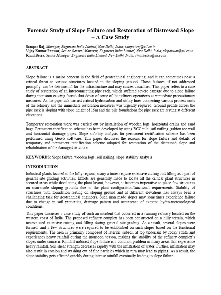 Forensic Analysis of Slope Failure Restoration | PDF | Deep Foundation ...