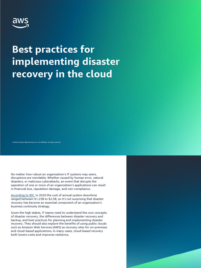 Cloud Disaster Recovery Best Practices | PDF | Backup | Cloud Computing
