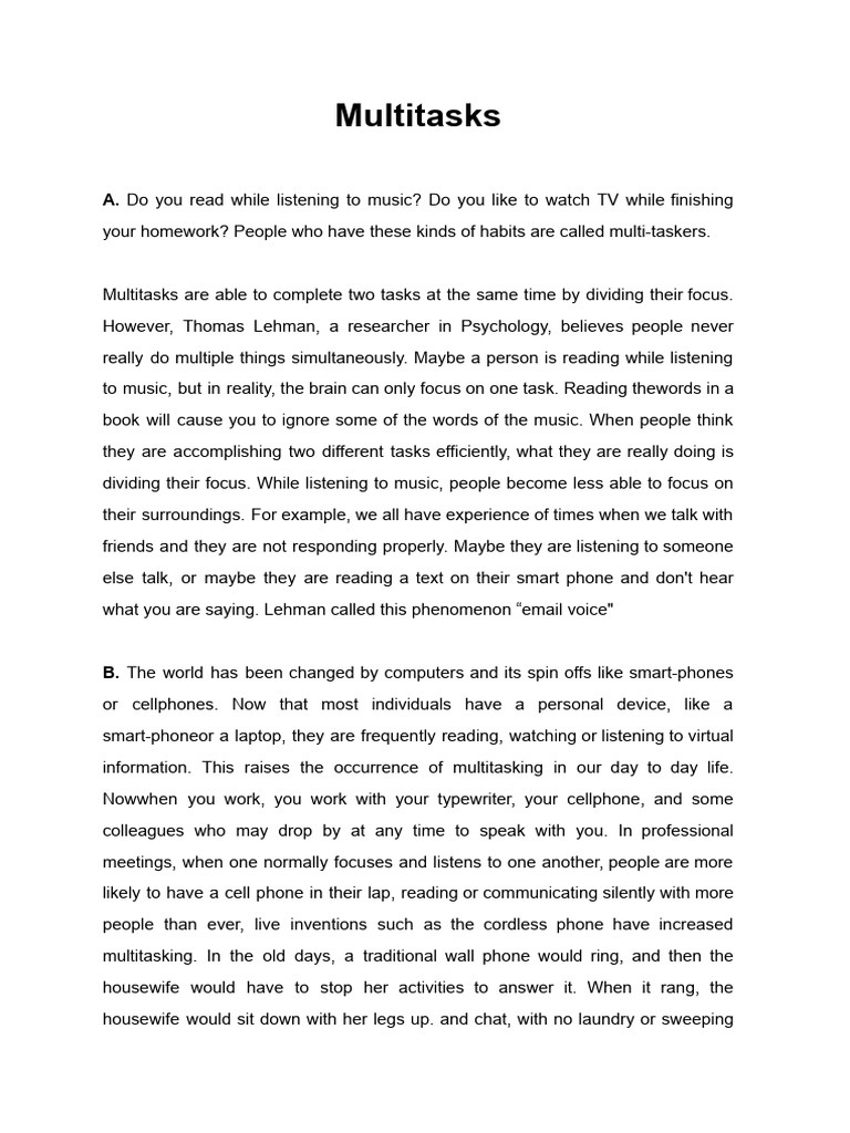 Understanding Multitasking Effects | PDF | Telephone | Brain