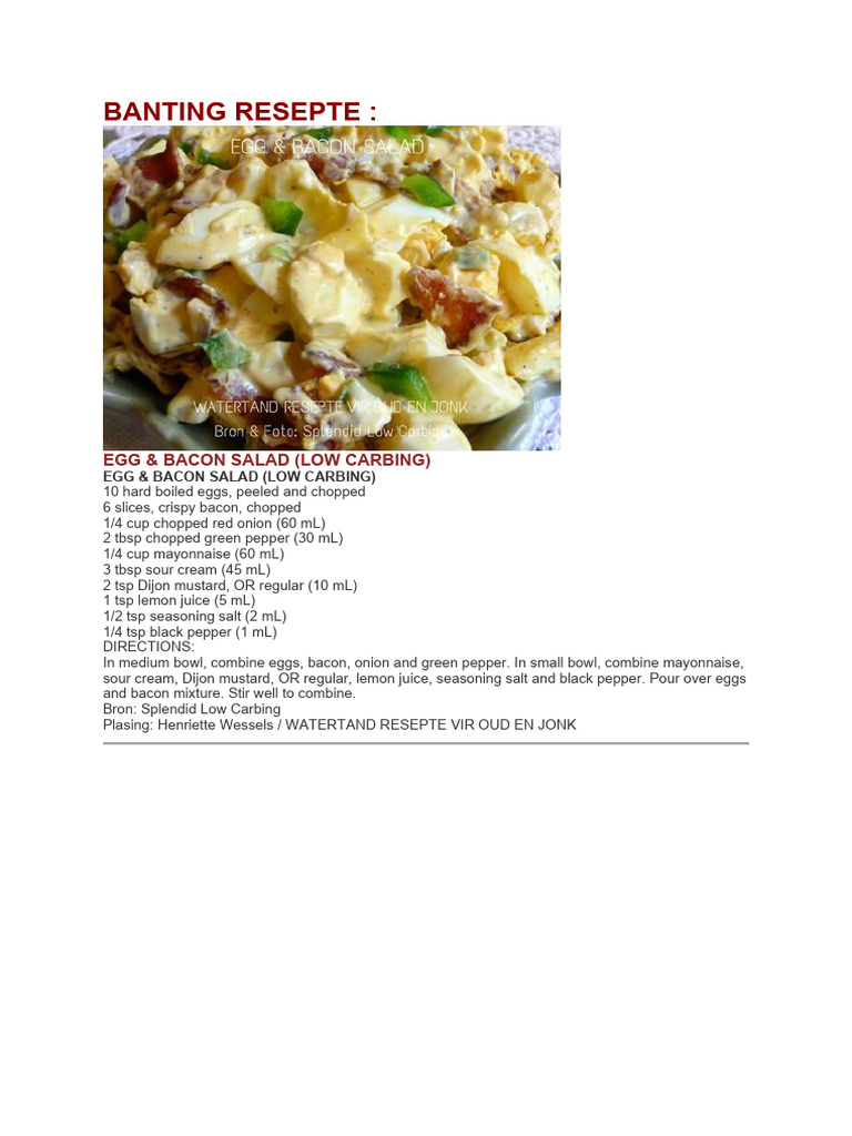 Banting Resepte | PDF