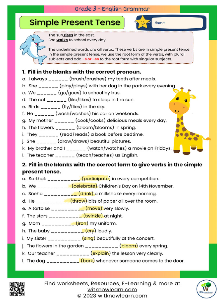 Interactive Learning Made Easy Engaging Simple Present Tense Worksheet ...