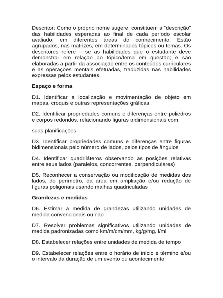 Descritores de Matemática 5º Ano | PDF | Decimal | Número racional