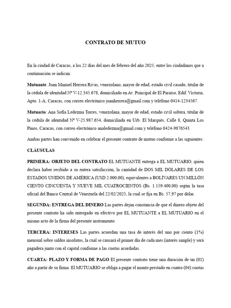 Contrato de Mutuo | PDF | Bancario