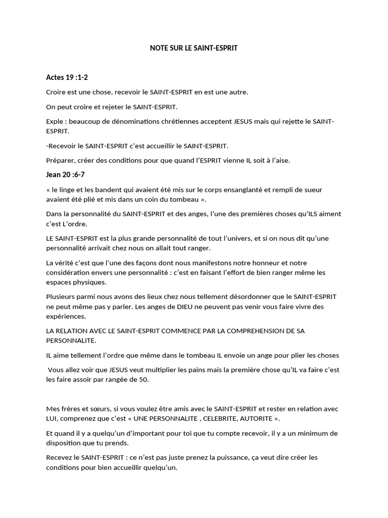 Comprendre le Saint-Esprit et son ordre | PDF | Saint-Esprit | Dieu