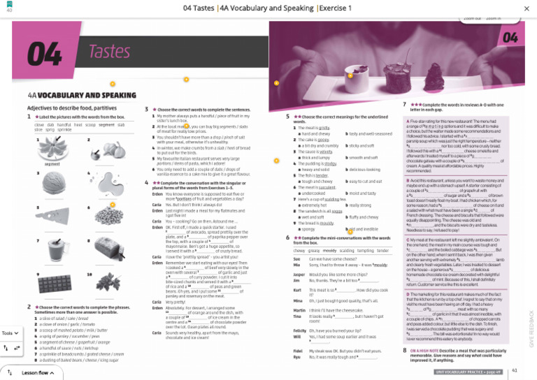 Food Adjectives and Partitives Guide | PDF