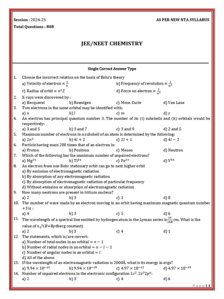 Structure Of Atom 1 Pdf Electron Atoms