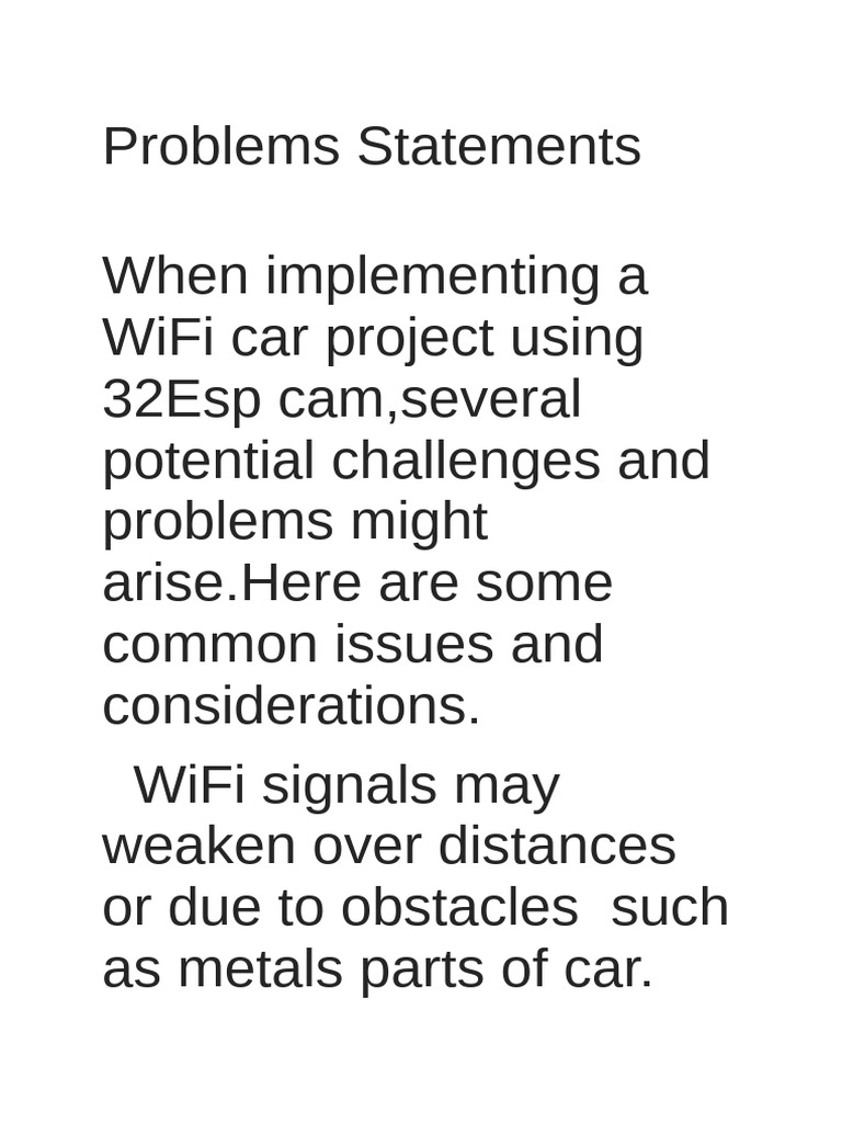 WiFi Car Project Challenges | PDF