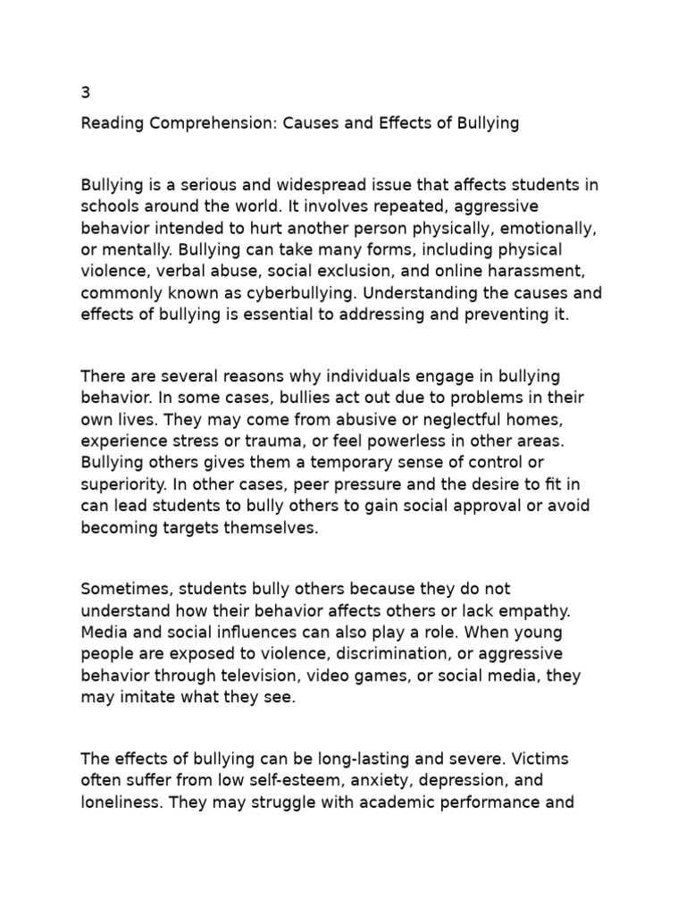 Causes and Effects of Bullying | PDF | Bullying | Cyberbullying