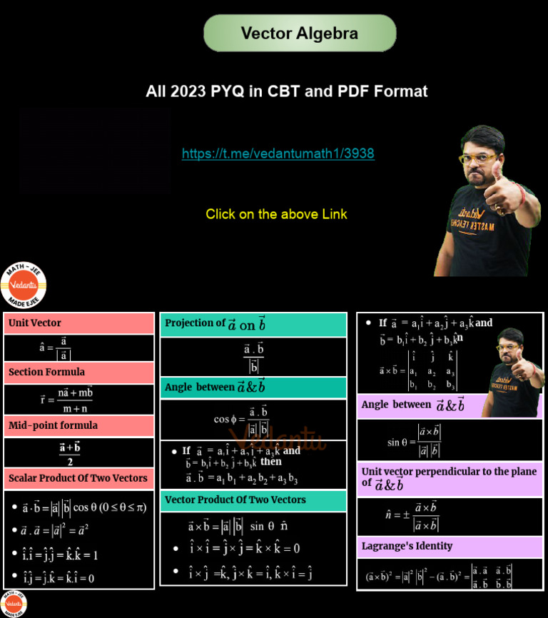 Vector Algebra - Formula | PDF