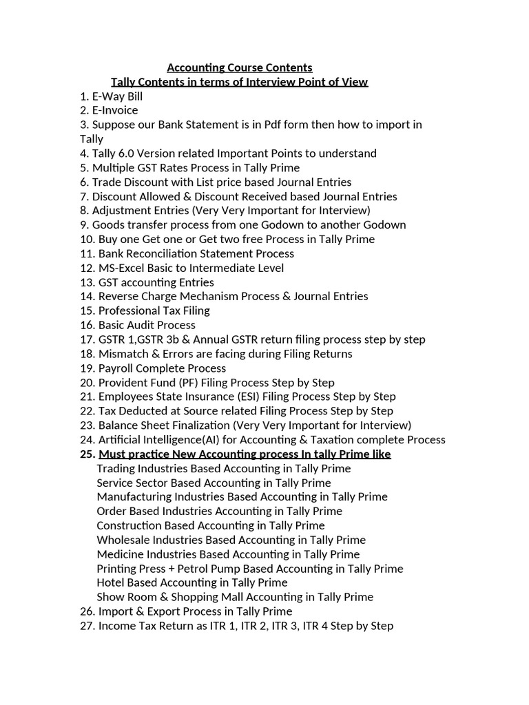 Comprehensive Tally Accounting Course Guide | PDF | Money | Economies