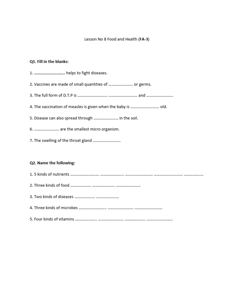 CBSE Class 5 Science - Food and Health | PDF