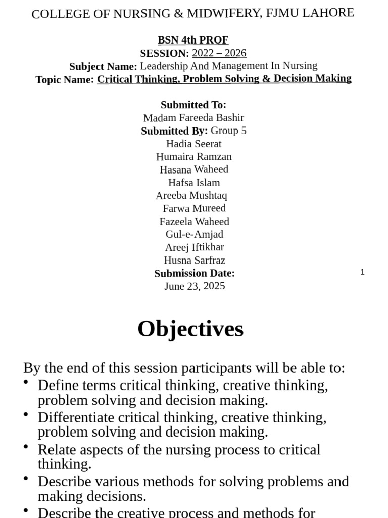 Critical Thinking & Problem Solving | PDF | Critical Thinking ...
