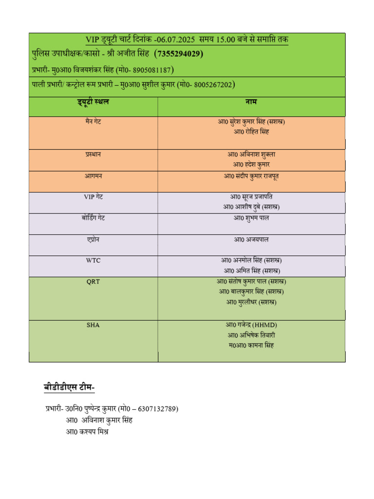 Vip Duty | PDF
