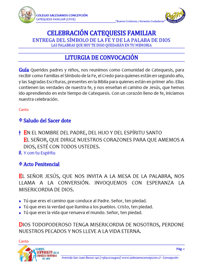 Entrega del Credo y la Palabra a Niños | PDF | Oración | Cristo (título)