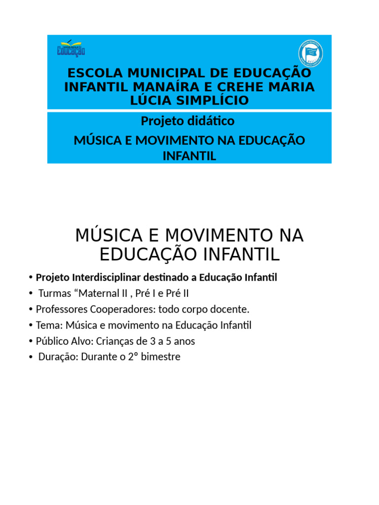 Música e Movimento na Educação Infantil | PDF | Som | Pré-escola