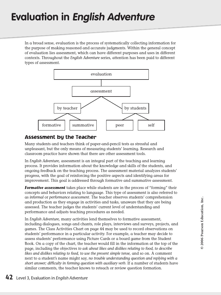 Evaluation in English Adventure: Assessment by The Teacher | PDF