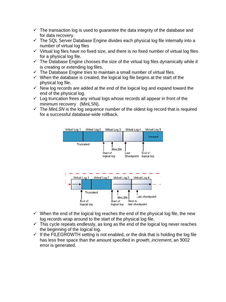 Class - 30 - Transaction Log Physical Architecture | PDF