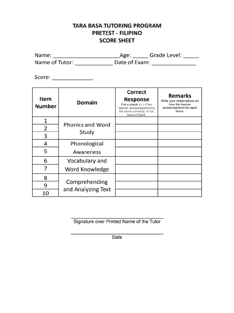 Score Sheets | PDF