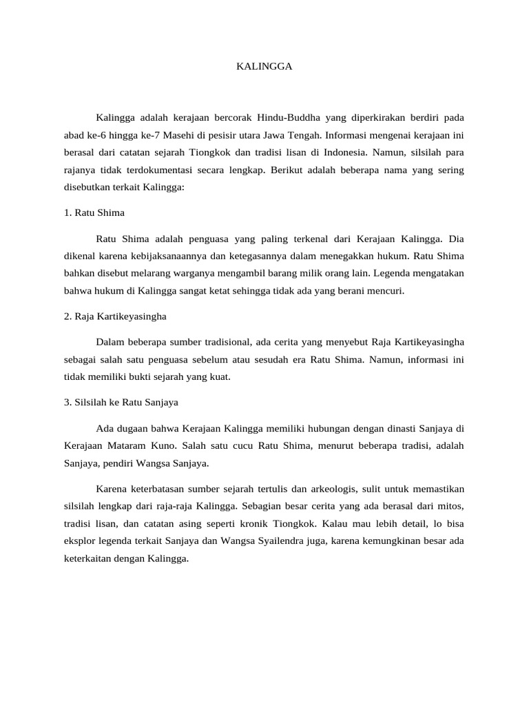 Silsilah Raja Kerajaan Kalingga | PDF