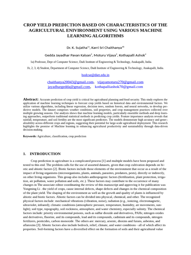 Crop Yield Prediction with Machine Learning | PDF | Support Vector ...