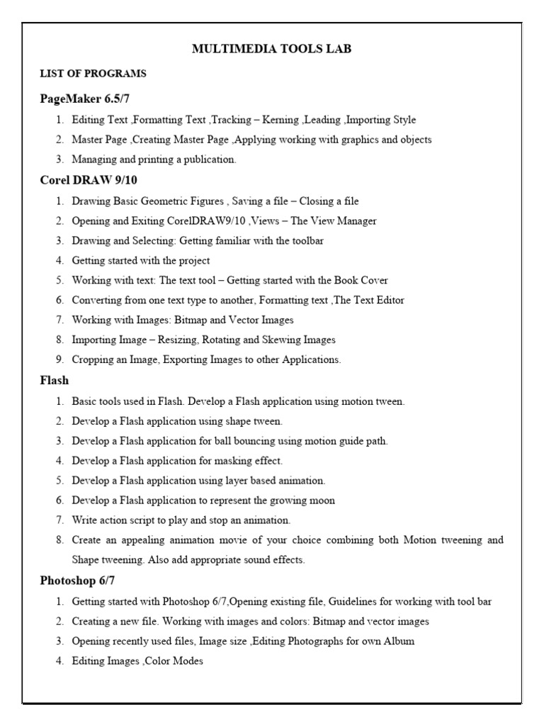 Multimedia Syllabus | PDF