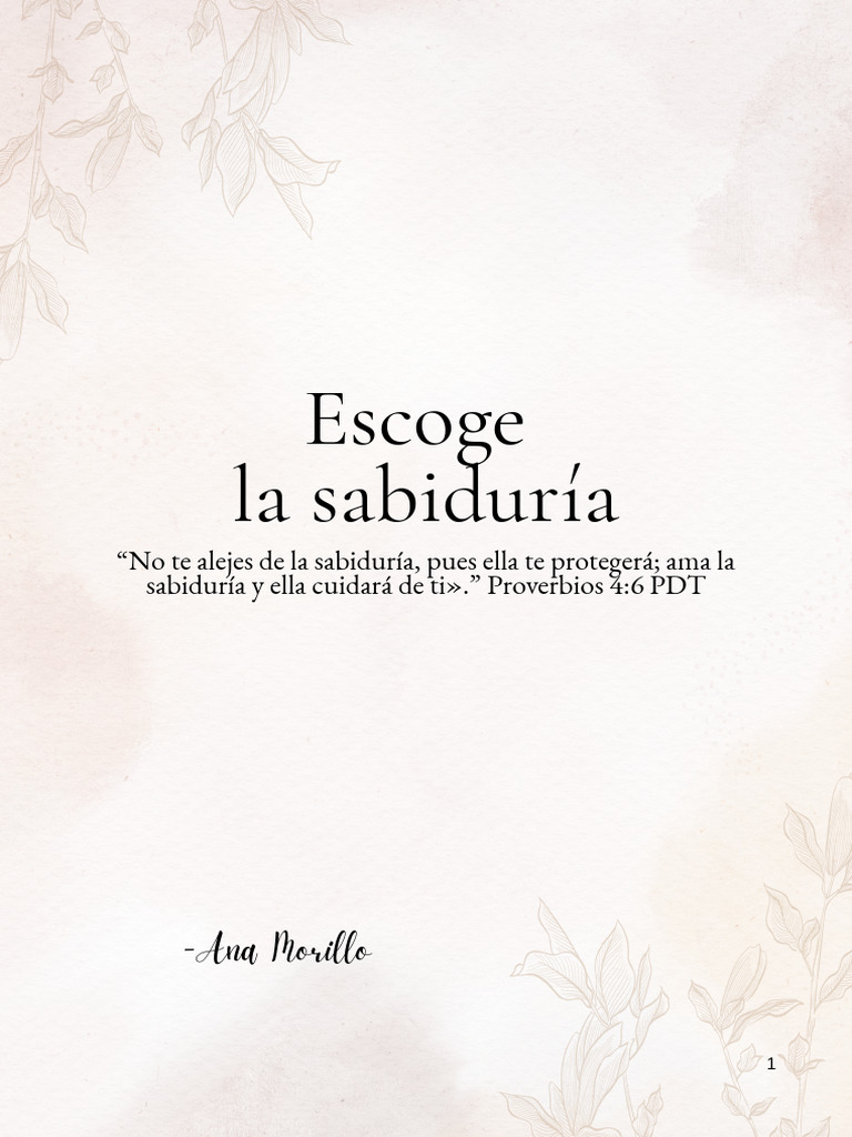 Escoge la sabiduría en tu vida diaria | PDF | Sabiduría | Libro de ...