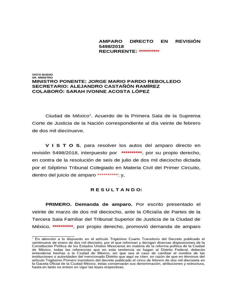 Amparo Directo en Revisión 5498/2018 | PDF | Caso de ley | Res Judicata