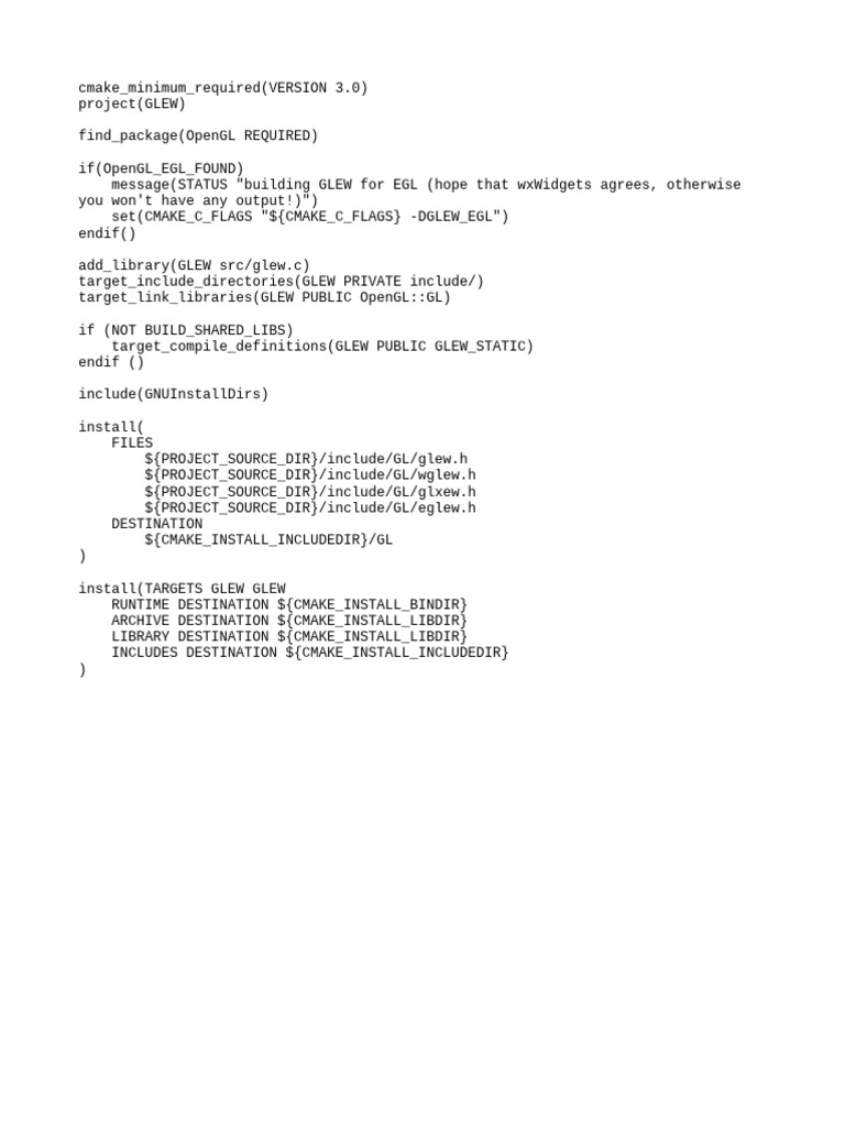 CMake Configuration for GLEW Library | PDF
