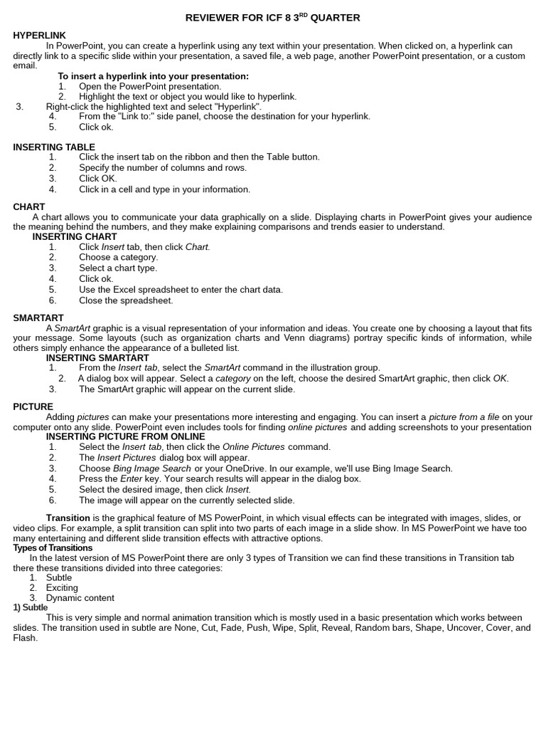 PowerPoint Transition Techniques Guide | PDF | Hyperlink | Microsoft ...