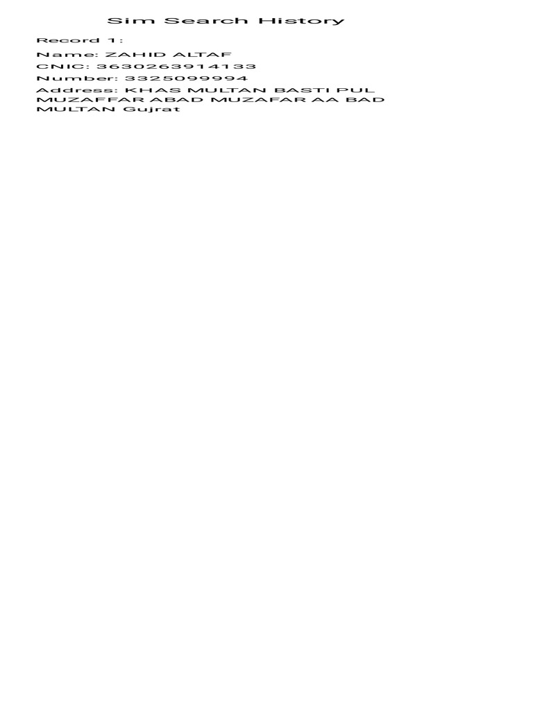 Sim Search History | PDF
