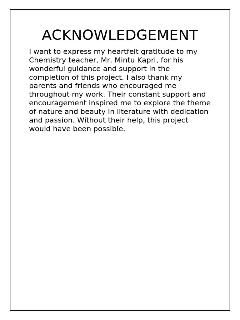 Acknowledgements for Literature Project | PDF