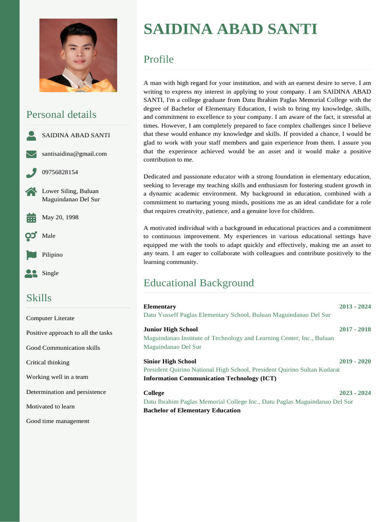 Educator Profile: Saidina Abad Santi | PDF | Cognition | Learning