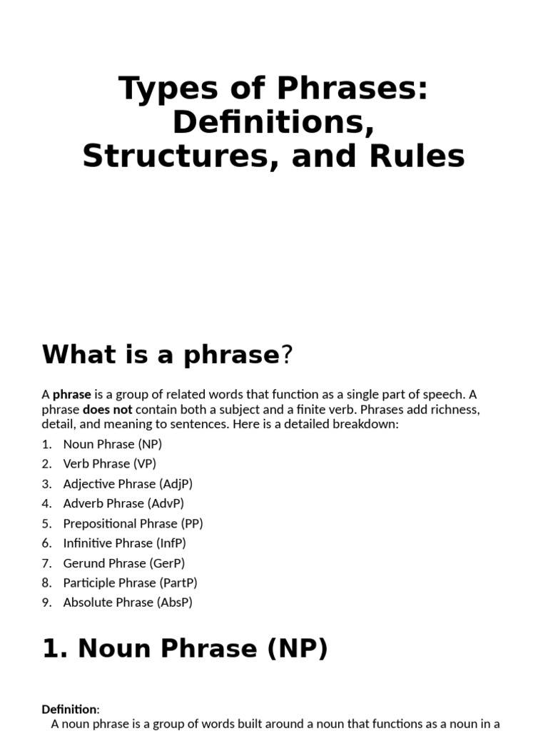 Understanding Phrase Types and Structures | PDF | Verb | Adjective