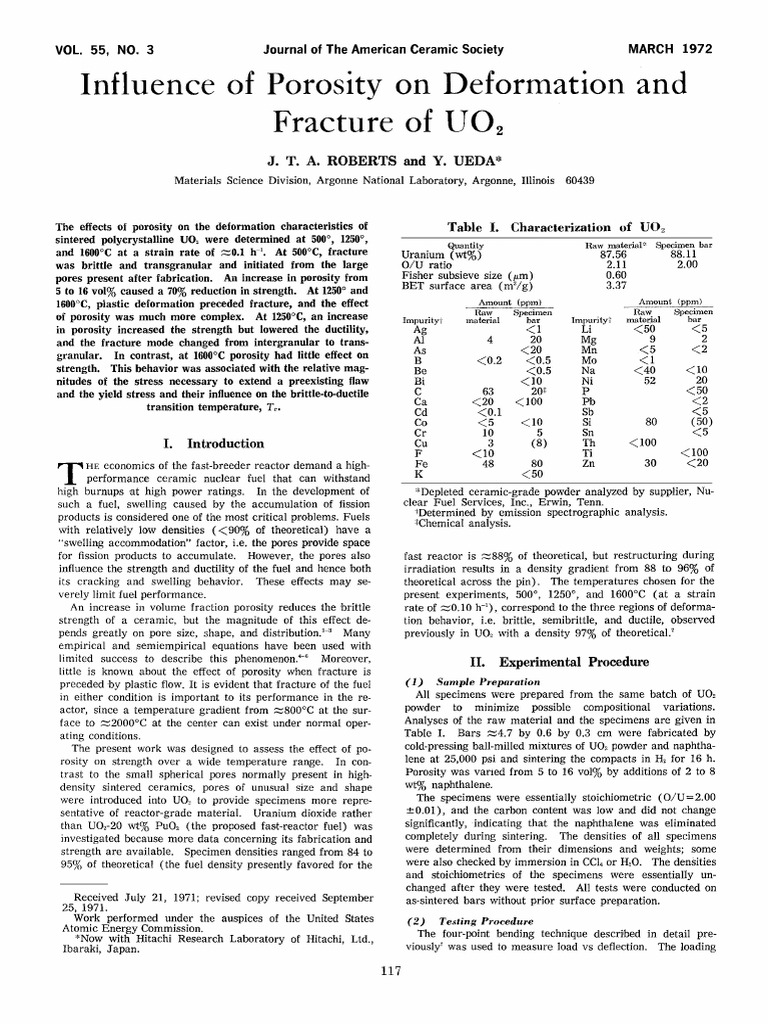 Influence of Porosity On Deformation and Fracture of UO2 | PDF ...