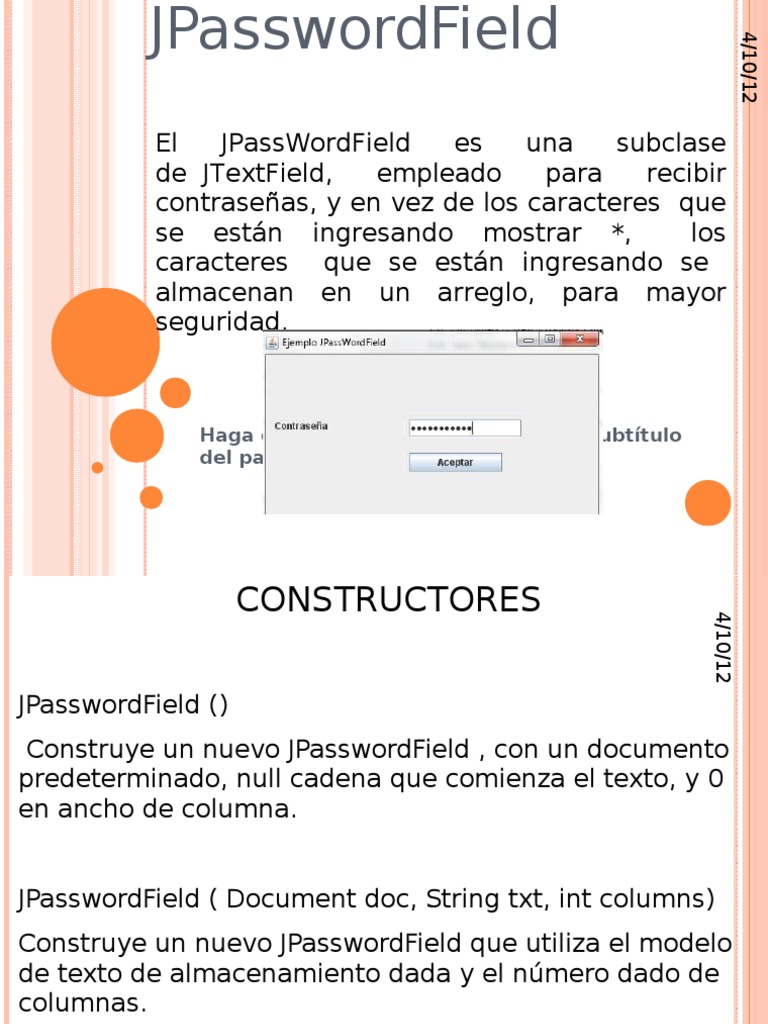 Uso de JPasswordField en Java | PDF | Point and Click | Software del ...