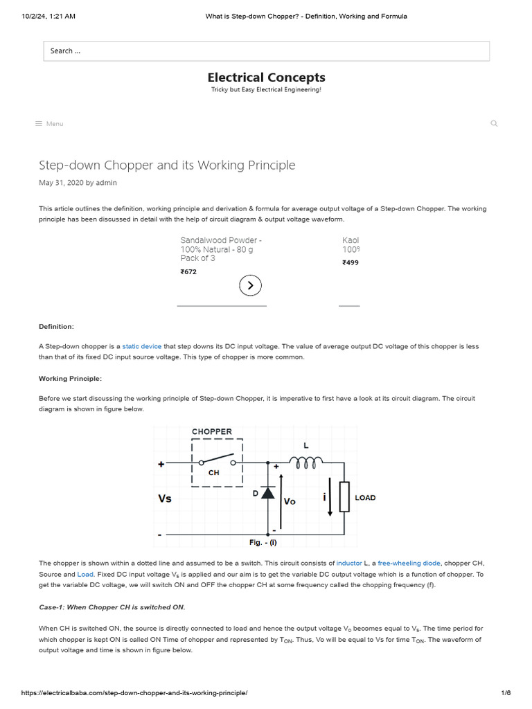 Step-Down Chopper: Definition & Formula | PDF | Electricity | Electric ...