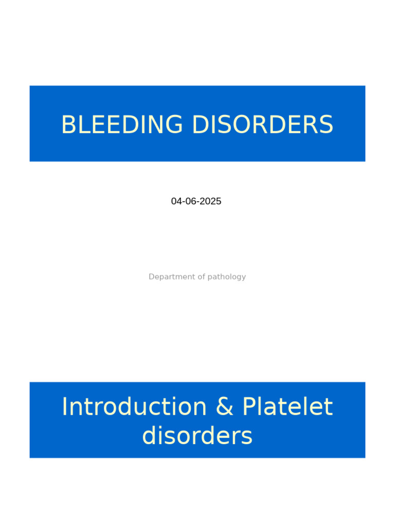 Understanding Bleeding Disorders and Platelets | PDF | Coagulation ...