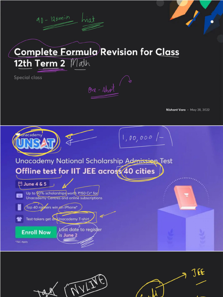Complete Formula Revision For Class 12th Term 2 With Anno Pdf