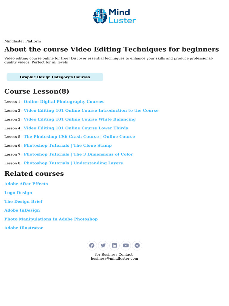 Free Video Editing Course for Beginners | PDF