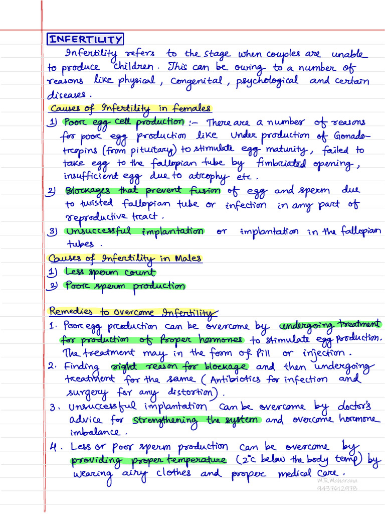 Infertility & ART Notes | PDF | Infertility | In Vitro Fertilisation