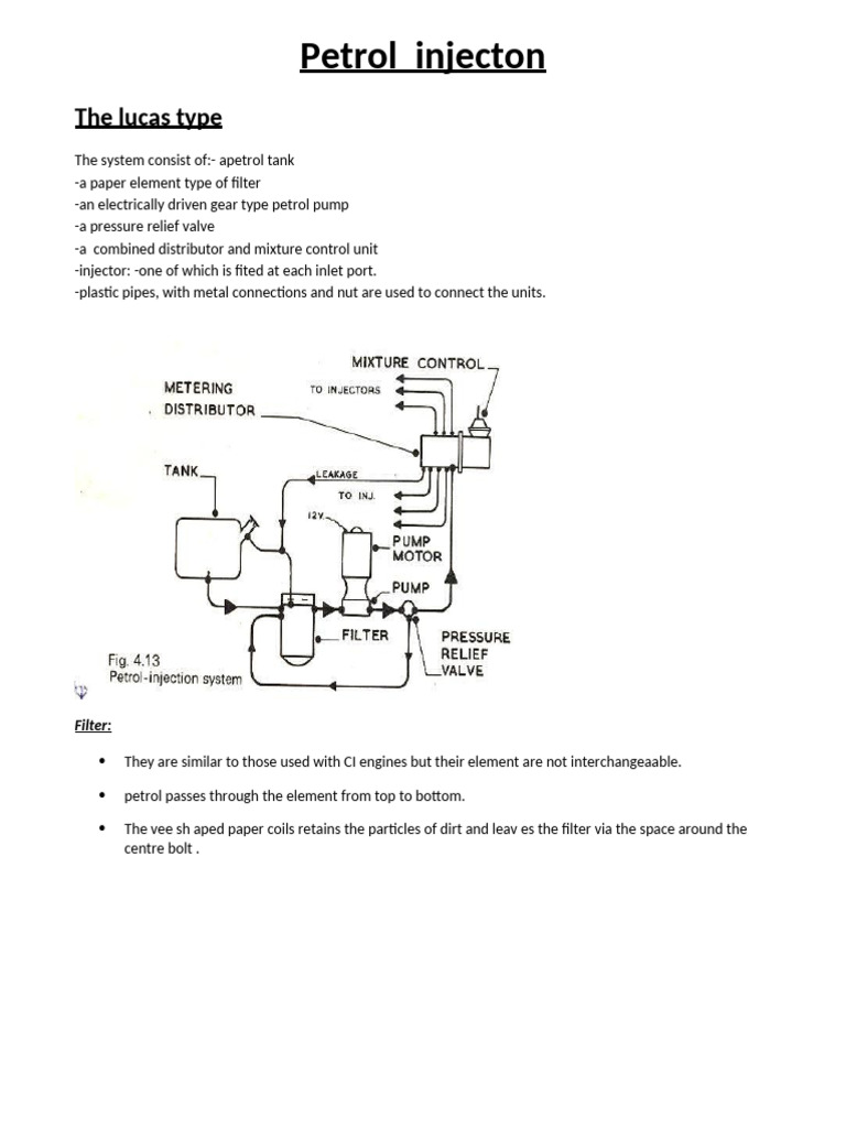Lucas Petrol Injection System Overview | PDF | Fuel Injection | Pump