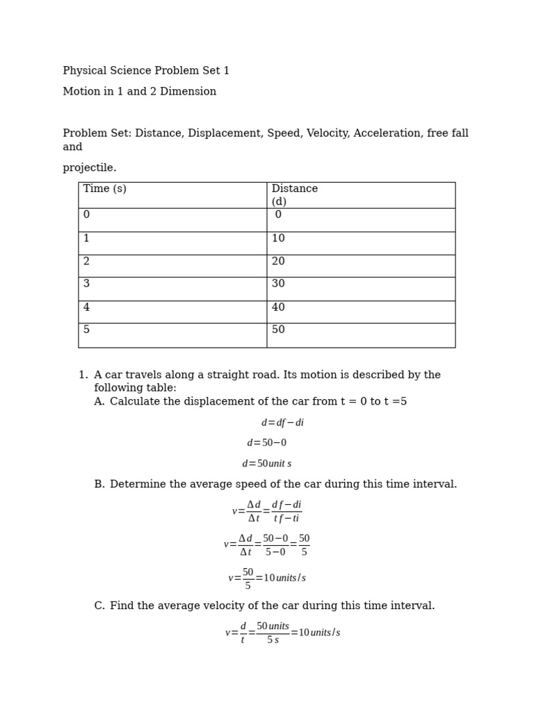 Physics Problem Set: Motion & Forces | PDF | Acceleration | Temporal Rates