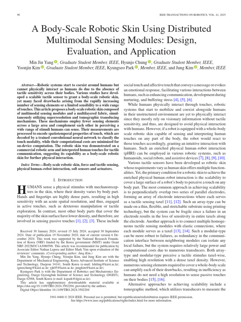 A Body-Scale Robotic Skin Using Distributed Multimodal Sensing Modules ...