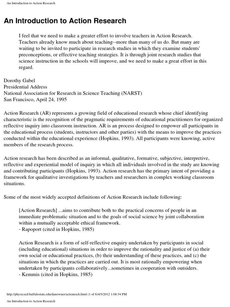Introduction to Action Research in Education | PDF | Action Research ...
