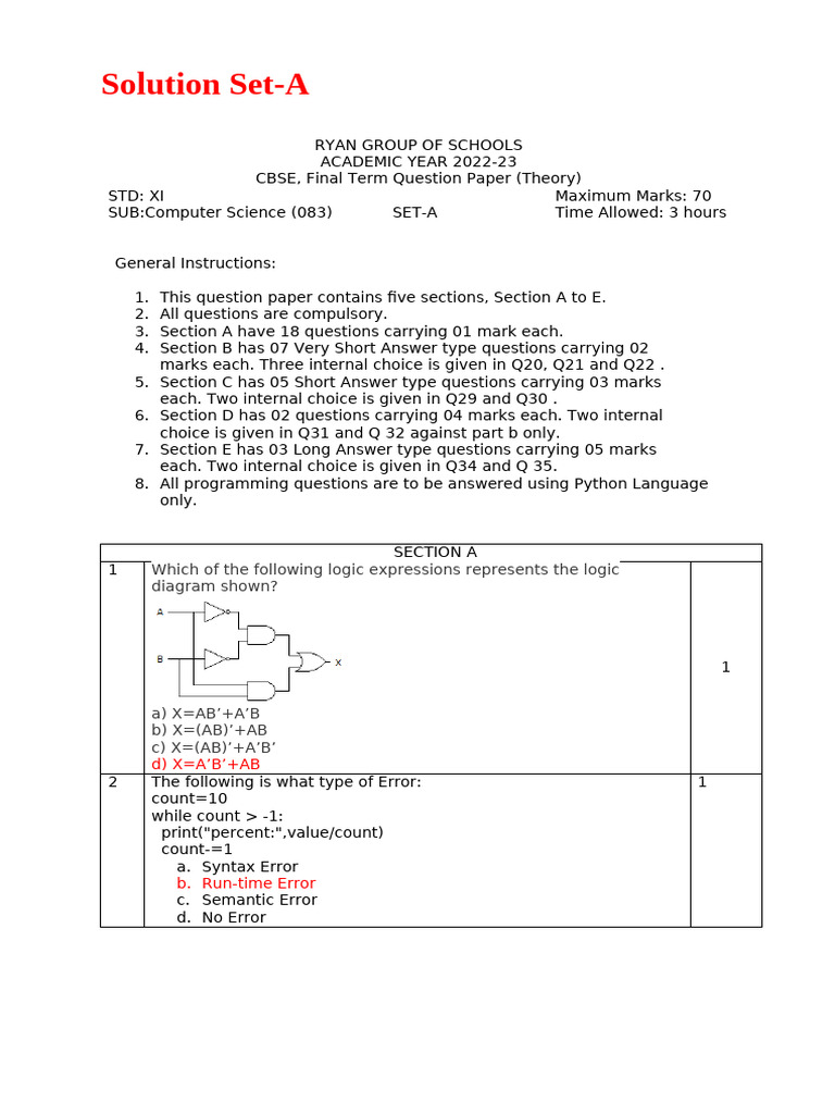 Computer Science Final Exam Set-A | PDF | Malware | Computing