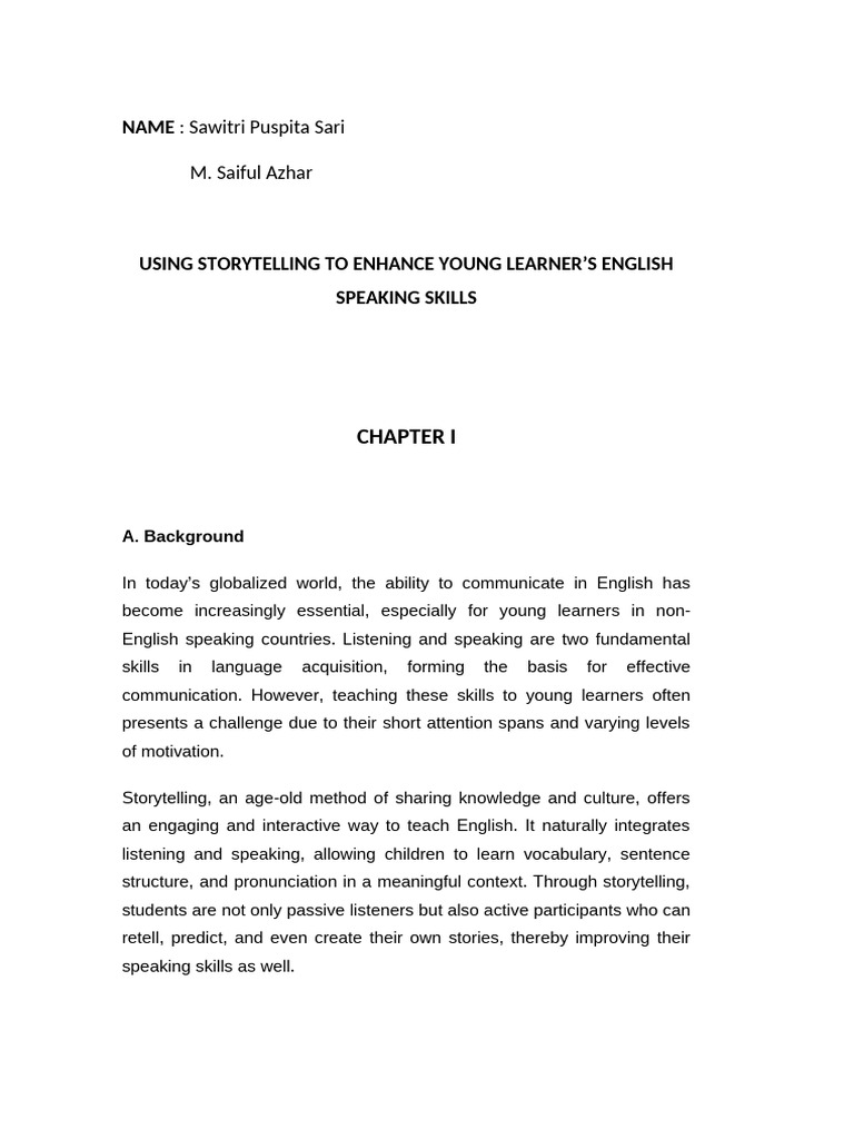 Storytelling to Boost Young Learners' English | PDF | Storytelling ...